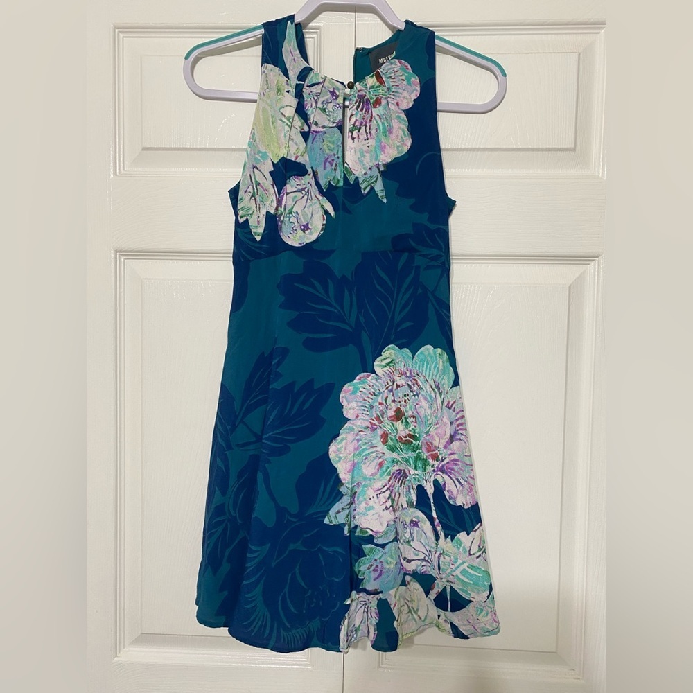 Anthropologie MAEVE Elia teal Floral dress size 0